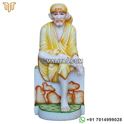 Superior quality Marble Sai Baba Statue with Painting