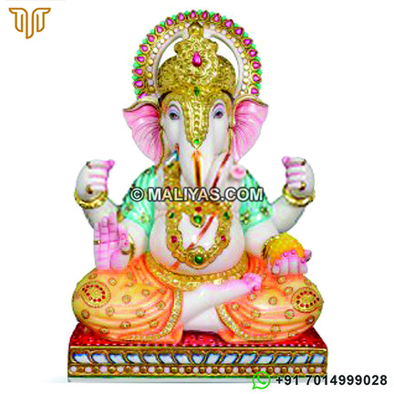 White Jaipur Marble Ganesha God Statue