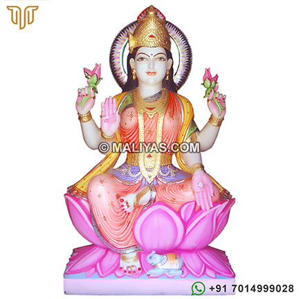 White Makrana Marble Laxmi statue