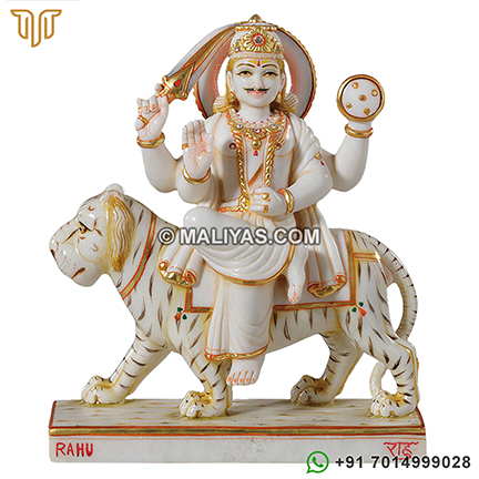 White Makrana Marble Rahu Statue