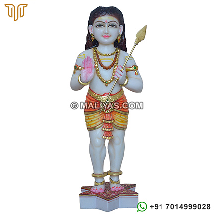 White Marble Karthikeya Staue