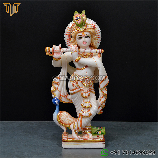 White Marble Krishna Idol