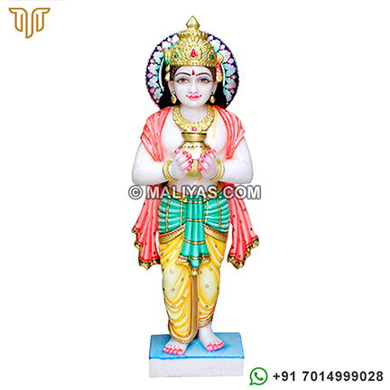 White Marble Kubera Statue