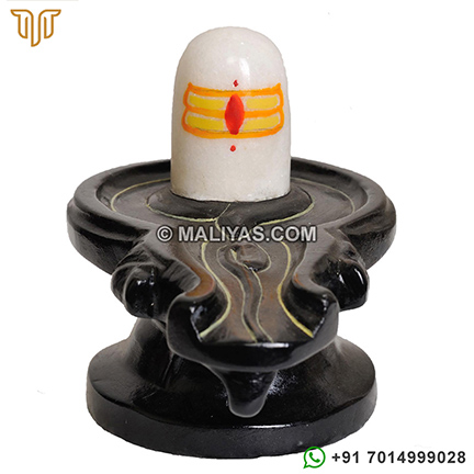 White Marble shivling statue with black yoni