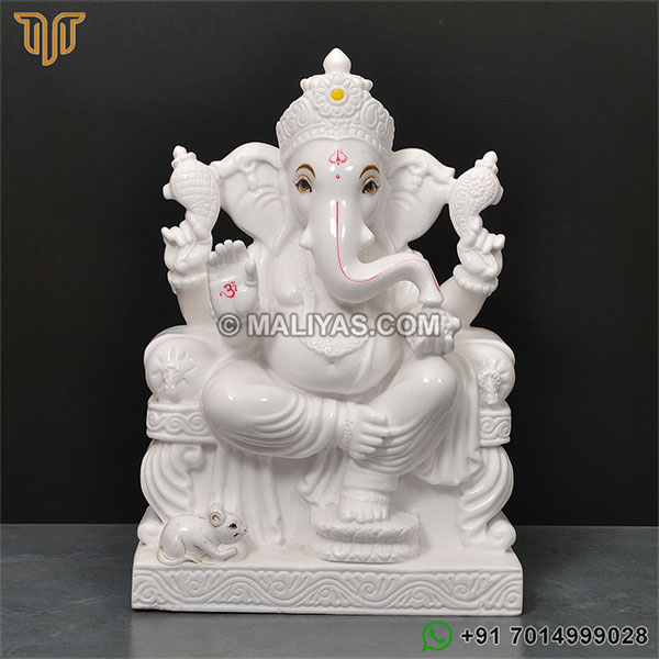 White marble Ganesh Murti