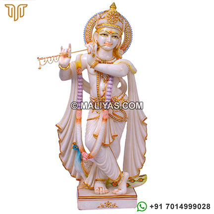 White marble krishna statue